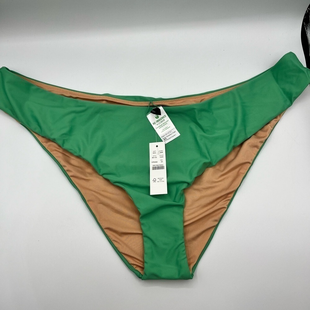 J Crew Women’s Swim Bottom GREEN Sz 3X Plus Bikini BC125 NWT Cheeky Curved Waist